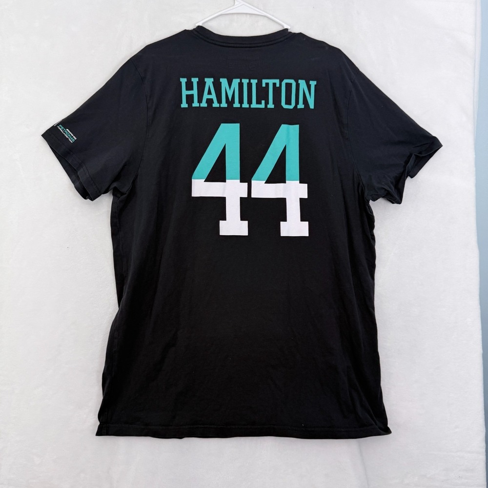 Lewis Hamilton T Shirt Mens 2XL Black Mercedes Benz Pretonas #44 F1 Formula One